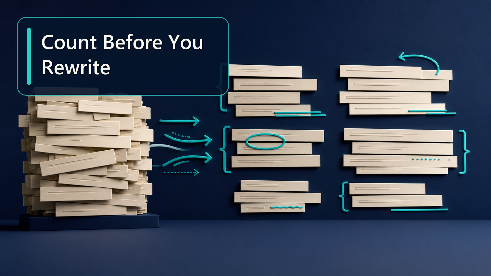 ScholarTool editorial graphic showing sentence blocks organized into clearer paragraph structure