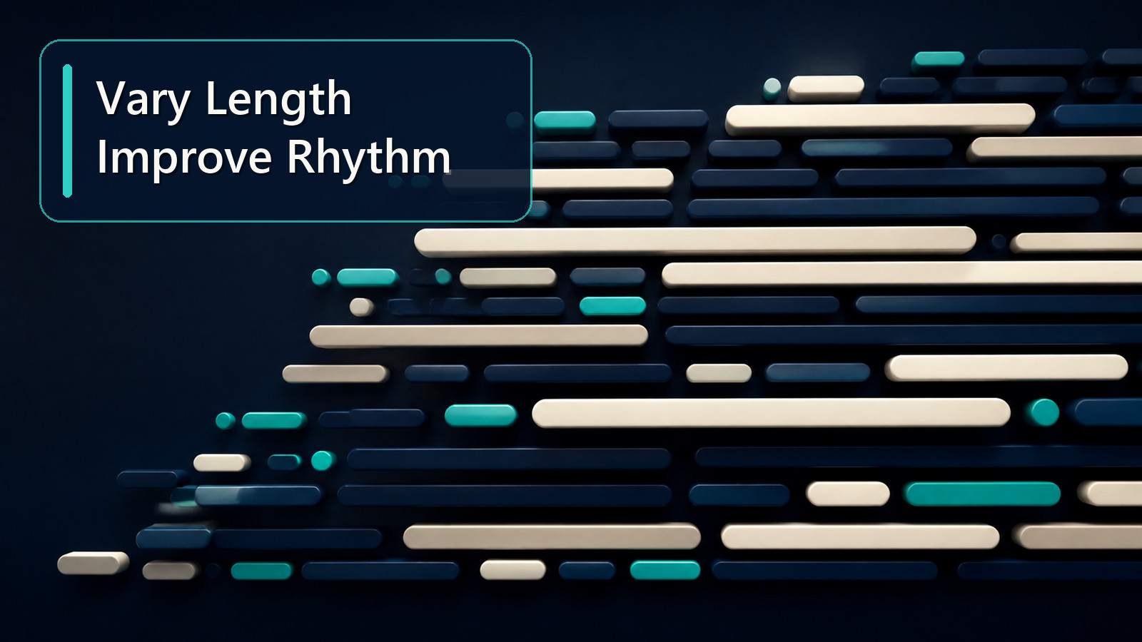 ScholarTool editorial graphic showing varied sentence lengths and balanced writing rhythm