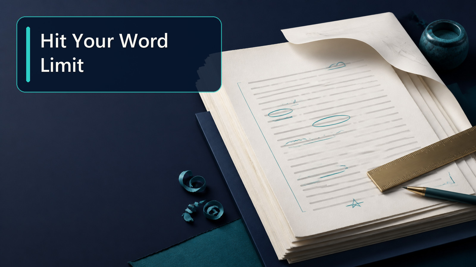 ScholarTool editorial graphic about checking and editing a draft to meet a word limit