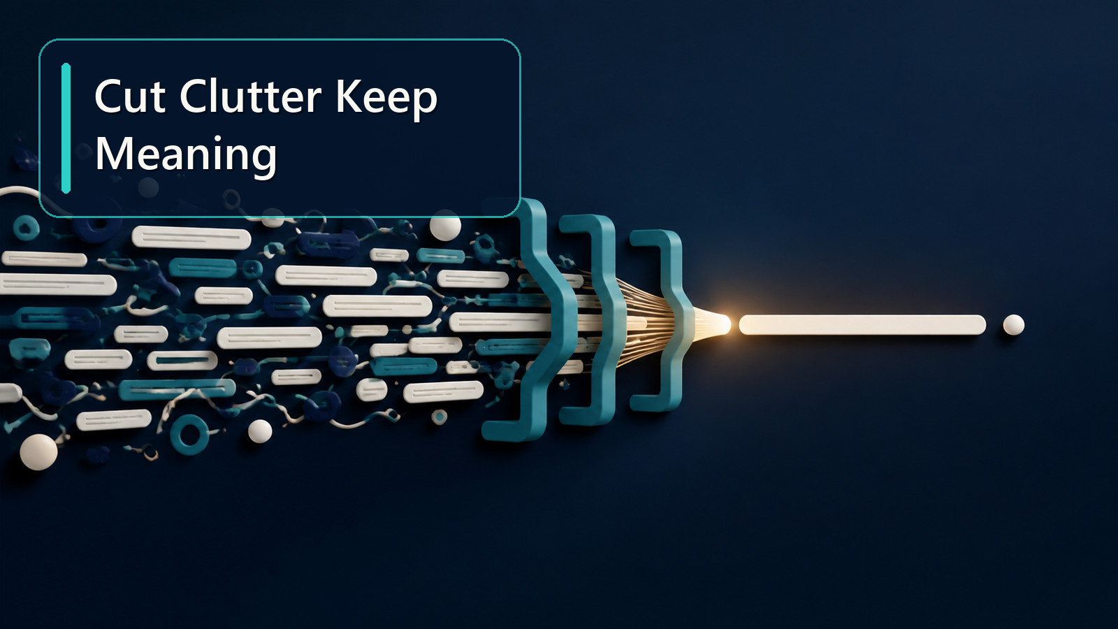 ScholarTool editorial graphic showing a crowded sentence becoming concise while keeping its meaning