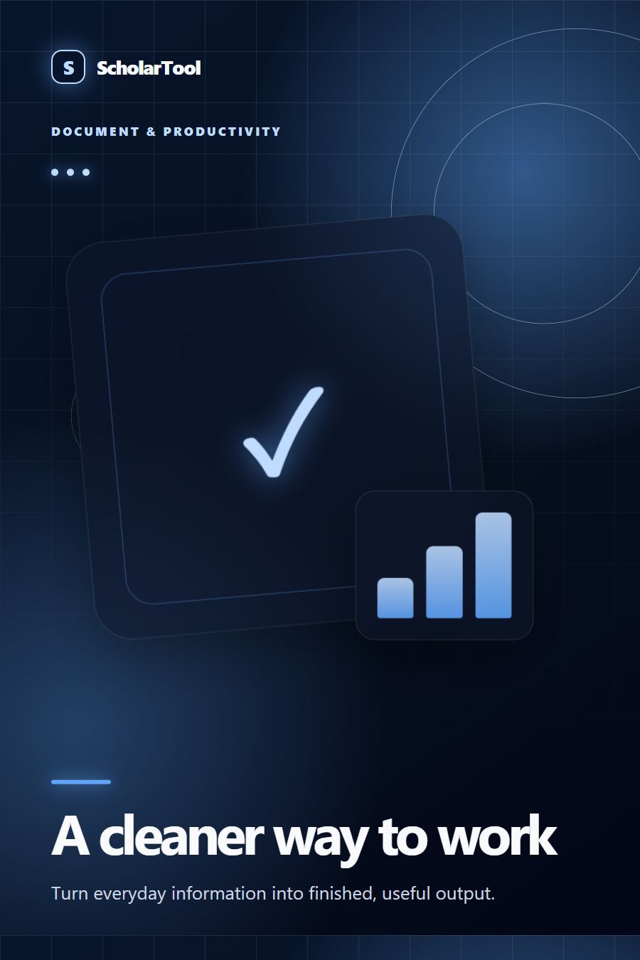 Editorial file workflow illustration showing documents, tables and archive layers for ScholarTool document tools